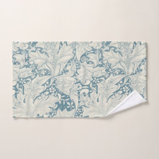 William Morris Wallflower bloemenblauw damast Bad Handdoek (Handdoek)