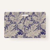 William Morris Wallflower bloemenblauw damast Badge (Achterkant)