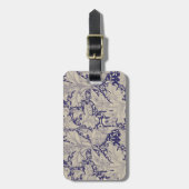 William Morris Wallflower bloemenblauw damast Bagagelabel (Voorkant verticaal)