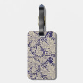 William Morris Wallflower bloemenblauw damast Bagagelabel (Achterkant verticaal)