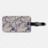 William Morris Wallflower bloemenblauw damast Bagagelabel (Achterkant horizontaal)
