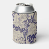 William Morris Wallflower bloemenblauw damast Blikjeskoeler (Blikje Achterkant)