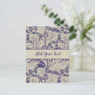 William Morris Wallflower bloemenblauw damast Briefkaart
