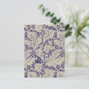 William Morris Wallflower bloemenblauw damast Briefkaart
