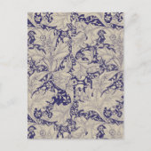 William Morris Wallflower bloemenblauw damast Briefkaart (Voorkant)