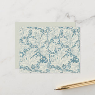 William Morris Wallflower bloemenblauw damast Briefkaart