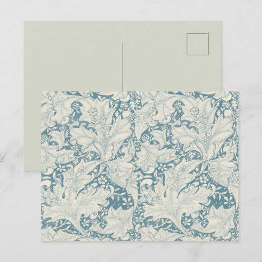 William Morris Wallflower bloemenblauw damast Briefkaart (Voorkant / Achterkant)