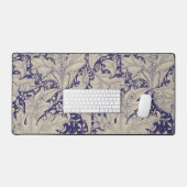 William Morris Wallflower bloemenblauw damast Bureaumat (Keyboard & Muis)
