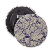 William Morris Wallflower bloemenblauw damast Button Flesopener (Voorkant)