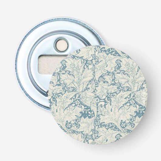 William Morris Wallflower bloemenblauw damast Button Flesopener (Voorkant)