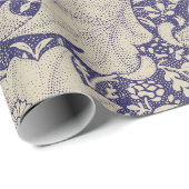 William Morris Wallflower bloemenblauw damast Cadeaupapier (Rol Hoek)