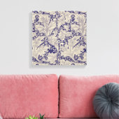 William Morris Wallflower bloemenblauw damast Canvas Afdruk (Insitu (Woonkamer))