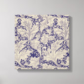 William Morris Wallflower bloemenblauw damast Canvas Afdruk (Voorkant)