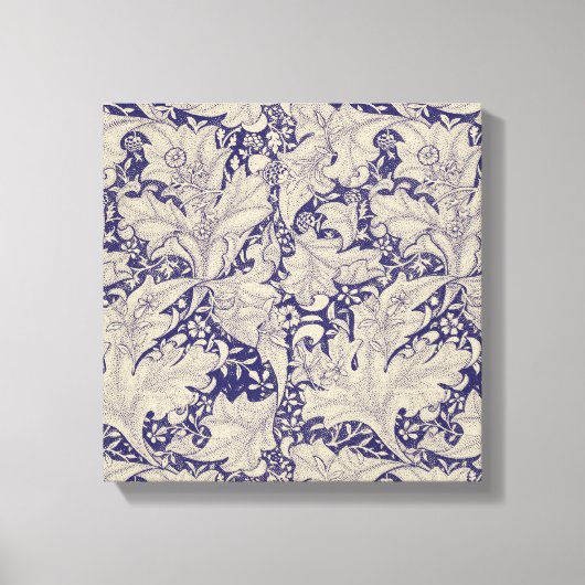 William Morris Wallflower bloemenblauw damast Canvas Afdruk (Voorkant)