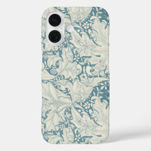 William Morris Wallflower bloemenblauw damast iPhone 16 Hoesje