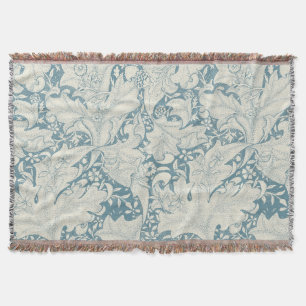 William Morris Wallflower bloemenblauw damast Deken