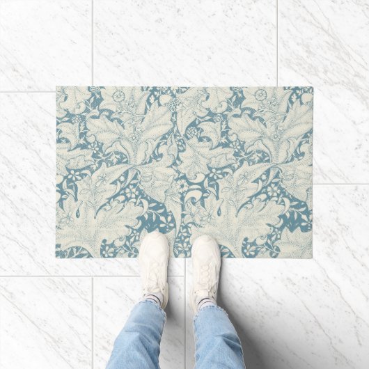 William Morris Wallflower bloemenblauw damast Deurmat (Binnen)