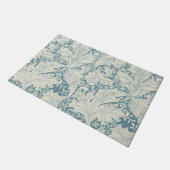 William Morris Wallflower bloemenblauw damast Deurmat (Schuin)