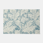 William Morris Wallflower bloemenblauw damast Deurmat (Voorkant)