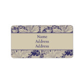 William Morris Wallflower bloemenblauw damast Etiket (Voorkant)