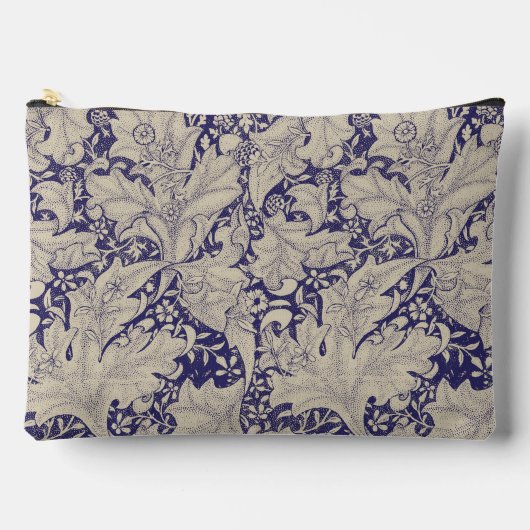William Morris Wallflower bloemenblauw damast Etui (Voorkant)