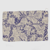 William Morris Wallflower bloemenblauw damast Golfhanddoek (Horizontaal)