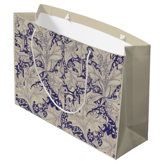 William Morris Wallflower bloemenblauw damast Groot Cadeauzakje (Achterkant Gekanteld)