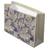 William Morris Wallflower bloemenblauw damast Groot Cadeauzakje (Voorkant Gekanteld)