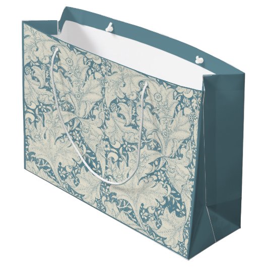 William Morris Wallflower bloemenblauw damast Groot Cadeauzakje (Achterkant Gekanteld)