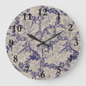 William Morris Wallflower bloemenblauw damast Grote Klok (Voorkant)