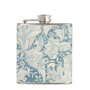 William Morris Wallflower bloemenblauw damast Heupfles
