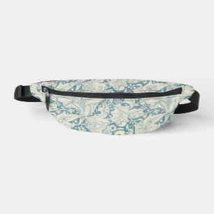 William Morris Wallflower bloemenblauw damast Heuptasje