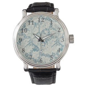 William Morris Wallflower bloemenblauw damast Horloge