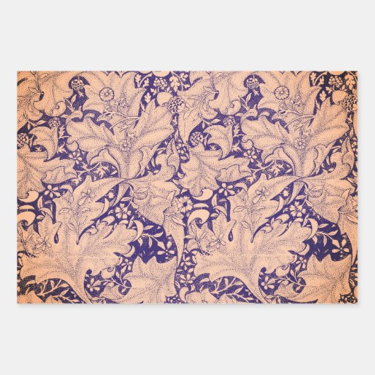 William Morris Wallflower bloemenblauw damast Inpakpapier Vel (Voorkant 3)