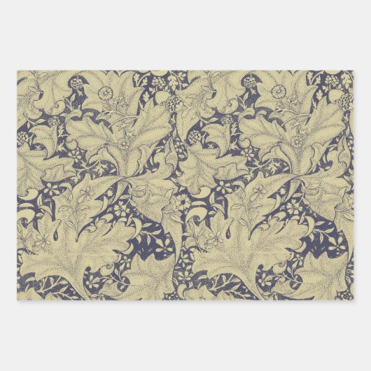 William Morris Wallflower bloemenblauw damast Inpakpapier Vel (Voorkant 2)