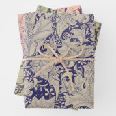 William Morris Wallflower bloemenblauw damast Inpakpapier Vel (In situ)