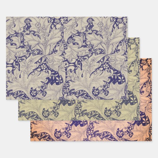William Morris Wallflower bloemenblauw damast Inpakpapier Vel (Set)