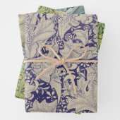 William Morris Wallflower bloemenblauw damast Inpakpapier Vel (In situ)