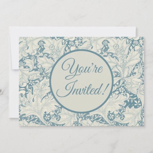 William Morris Wallflower bloemenblauw damast Kaart (Voorkant)