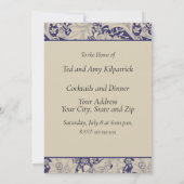 William Morris Wallflower bloemenblauw damast Kaart (Achterkant)