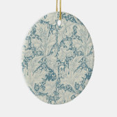 William Morris Wallflower bloemenblauw damast Keramisch Ornament (Rechts)