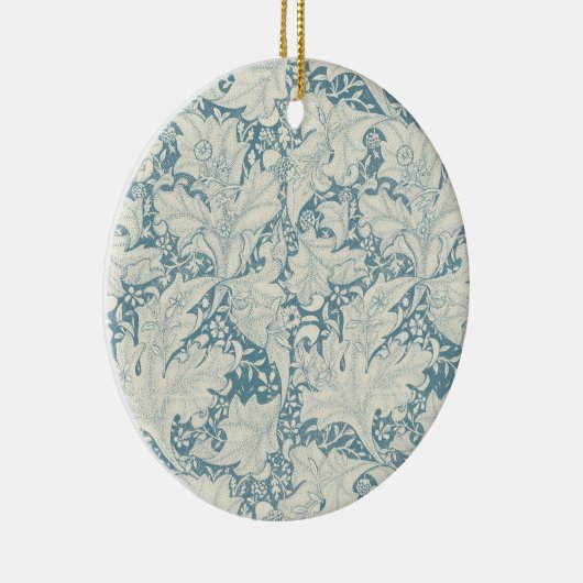 William Morris Wallflower bloemenblauw damast Keramisch Ornament (Rechts)