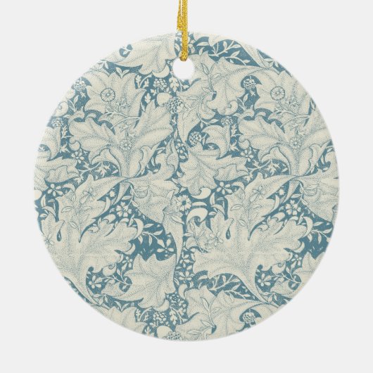 William Morris Wallflower bloemenblauw damast Keramisch Ornament (Achterkant)
