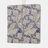 William Morris Wallflower bloemenblauw damast Keramisch Ornament (Links)