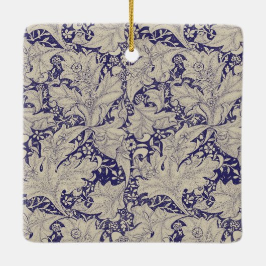 William Morris Wallflower bloemenblauw damast Keramisch Ornament (Achterkant)
