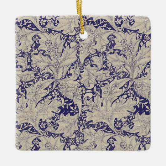 William Morris Wallflower bloemenblauw damast Keramisch Ornament (Voorkant)