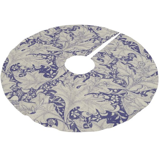 William Morris Wallflower bloemenblauw damast Kerstboom Rok (Gekanteld)