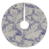 William Morris Wallflower bloemenblauw damast Kerstboom Rok (Voorkant)