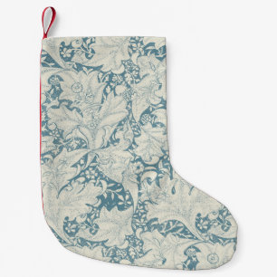 William Morris Wallflower bloemenblauw damast Kleine Kerstsok