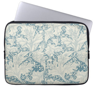 William Morris Wallflower bloemenblauw damast Laptop Sleeve
